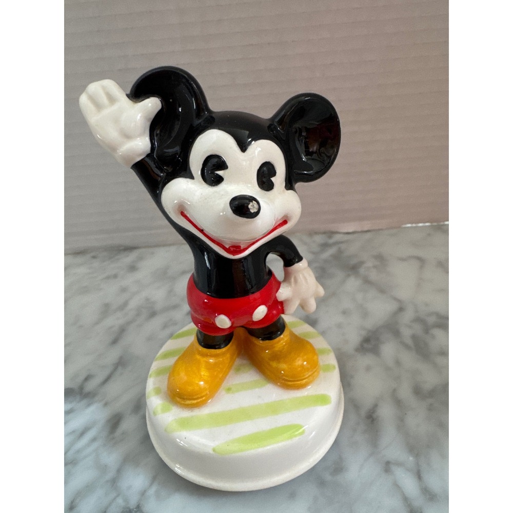 Vintage Schmid Disney Mickey Mouse Ceramic Music Box Mickey Mouse Club March